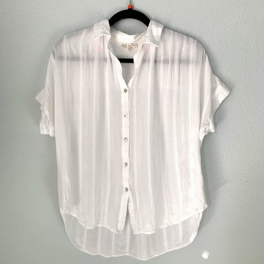 White Summer Button Down Blouse
